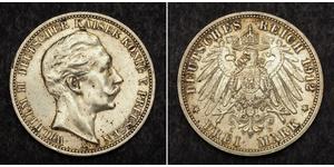 3 Марка Королівство Пруссія (1701-1918) Срібло Wilhelm II, German Emperor (1859-1941)