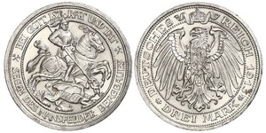 3 Марка Королівство Пруссія (1701-1918) Срібло Wilhelm II, German Emperor (1859-1941)