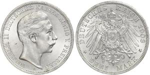 3 Марка Королівство Пруссія (1701-1918) Срібло Wilhelm II, German Emperor (1859-1941)