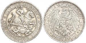 3 Марка Королівство Пруссія (1701-1918) Срібло Wilhelm II, German Emperor (1859-1941)