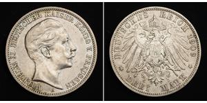 3 Марка Королівство Пруссія (1701-1918) Срібло Wilhelm II, German Emperor (1859-1941)