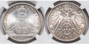 3 Марка Королівство Саксонія (1806 - 1918) Срібло 