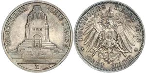3 Марка Королівство Саксонія (1806 - 1918) Срібло 