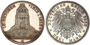 3 Марка Королівство Саксонія (1806 - 1918) Срібло 