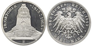 3 Марка Королівство Саксонія (1806 - 1918) Срібло 