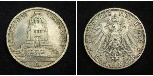 3 Марка Королівство Саксонія (1806 - 1918) Срібло 
