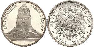 3 Марка Королівство Саксонія (1806 - 1918) Срібло 