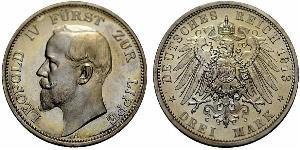 3 Марка Липпе-Детмольд (1123 - 1918) Срібло Leopold IV, Prince of Lippe