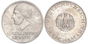 3 Марка Німецька імперія (1871-1918) Срібло Готгольд Ефраїм Лессінг
