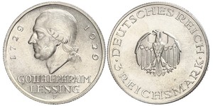 3 Марка Німецька імперія (1871-1918) Срібло Готгольд Ефраїм Лессінг