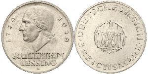 3 Марка Німецька імперія (1871-1918) Срібло Готгольд Ефраїм Лессінг