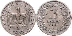 3 Mark / 3 Reichsmark République de Weimar (1918-1933) Argent 