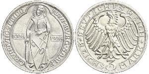 3 Марка / 3 Reichsmark Веймарская республика (1918-1933) Серебро 