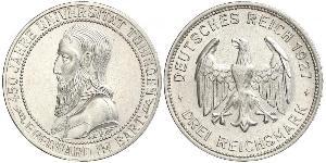 3 Марка / 3 Reichsmark Веймарская республика (1918-1933) Серебро 