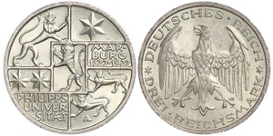 3 Марка / 3 Reichsmark Веймарська республіка (1918-1933) Срібло 
