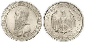 3 Марка / 3 Reichsmark Веймарська республіка (1918-1933) Срібло 