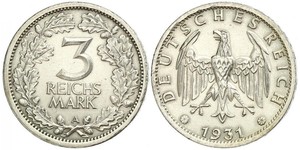 3 Марка / 3 Reichsmark Веймарська республіка (1918-1933) Срібло 
