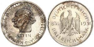 3 Марка / 3 Reichsmark Веймарська республіка (1918-1933) Срібло 