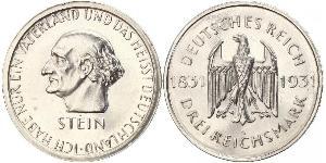 3 Марка / 3 Reichsmark Веймарська республіка (1918-1933) Срібло 