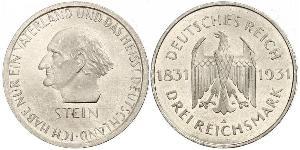 3 Марка / 3 Reichsmark Веймарська республіка (1918-1933) Срібло 