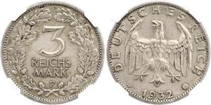 3 Марка / 3 Reichsmark Веймарська республіка (1918-1933) Срібло 