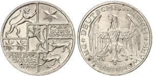3 Марка / 3 Reichsmark Веймарська республіка (1918-1933) Срібло 