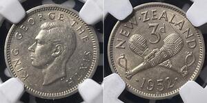 3 Пенни Новая Зеландия Никель/Медь Георг VI (1895-1952)