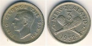 3 Пенни Новая Зеландия Никель/Медь Георг VI (1895-1952)