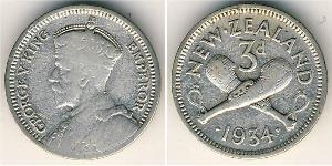 3 Пенни Новая Зеландия Серебро Георг V (1865-1936)