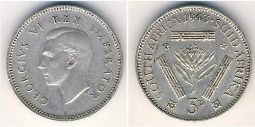 3 Пенни Южно-Африканская Республика (1910 - ) Серебро Георг VI (1895-1952)