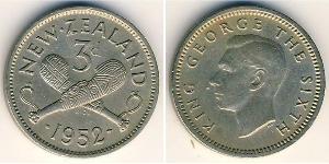 3 Пені Нова Зеландія Нікель/Мідь Георг VI (1895-1952)