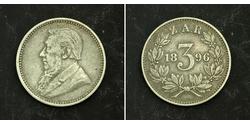 3 Пені Південно-Африканська Республіка (1910 - ) Срібло Поль Крюгер (1825 - 1904)