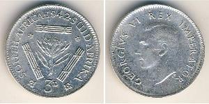 3 Пені Південно-Африканська Республіка (1910 - ) Срібло Георг VI (1895-1952)