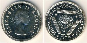 3 Пені Південно-Африканська Республіка (1910 - ) Срібло Єлизавета II (1926-2022)