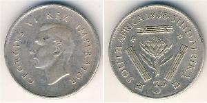 3 Пені Південно-Африканська Республіка (1910 - ) Срібло Георг VI (1895-1952)