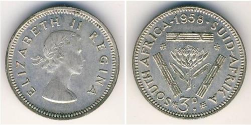 3 Пені Південно-Африканська Республіка (1910 - ) Срібло Єлизавета II (1926-2022)