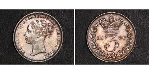 3 Пені Сполучене королівство Великобританії та Ірландії (1801-1922) Срібло Вікторія (1819 - 1901)
