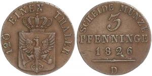 3 Пфенниг Пруссия (королевство) (1701-1918) Медь 