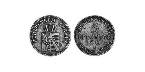 3 Пфеніг Ангальт-Бернбург (1603 - 1863) Мідь Alexander Karl, Duke of Anhalt-Bernburg (1805 – 1863)