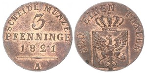 3 Пфеніг Королівство Пруссія (1701-1918) Мідь 