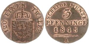 3 Пфеніг Королівство Пруссія (1701-1918) Мідь 