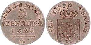 3 Пфеніг Королівство Пруссія (1701-1918) Мідь 