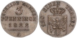 3 Пфеніг Королівство Пруссія (1701-1918) Мідь 