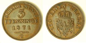 3 Пфеніг Королівство Пруссія (1701-1918) Мідь 