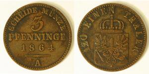 3 Пфеніг Королівство Пруссія (1701-1918) Мідь 