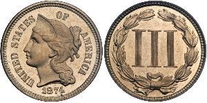 3 Цент США (1776 - ) Нікель/Мідь 