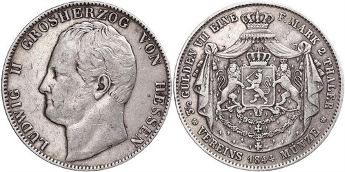 3½ Гульден / 2 Талер Великое герцогство Гессен (1806 - 1918) Серебро Людвиг II (великий герцог Гессенский)
