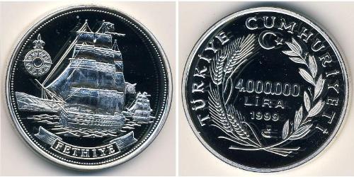 4000000 Lira Turquía (1923 - ) Plata 