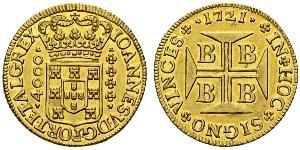 4000 Reis Brasilien Gold Johann V. von Portugal (1689-1750)