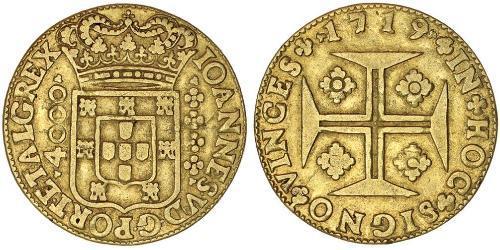 4000 Reis Kingdom of Portugal (1139-1910) Gold John V of Portugal (1689-1750)